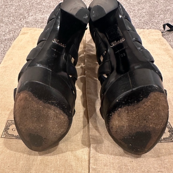 PRE-LOVED GUCCI Women's Calfskin LIFFORD Cage Platform Sandals 6" Heels - Picture 4 of 15